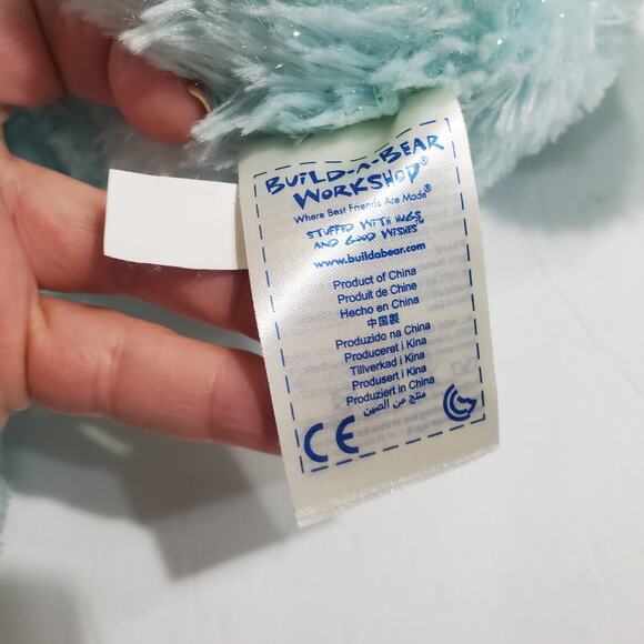 Build a Bear Workshop BABW Frozen Fever Anna Blue Sparkly Teddy Bear Plush Dress - Picture 7 of 11